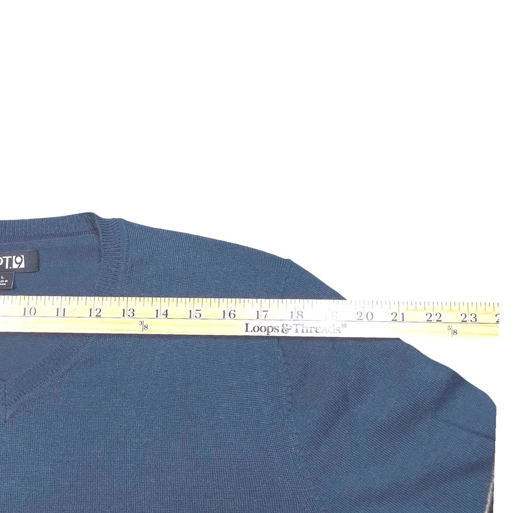 APT 9 Mens V Neck Sweater Large Merino Wool Blend Dark Teal Pullover Soft Luxury - Picture 8 of 9